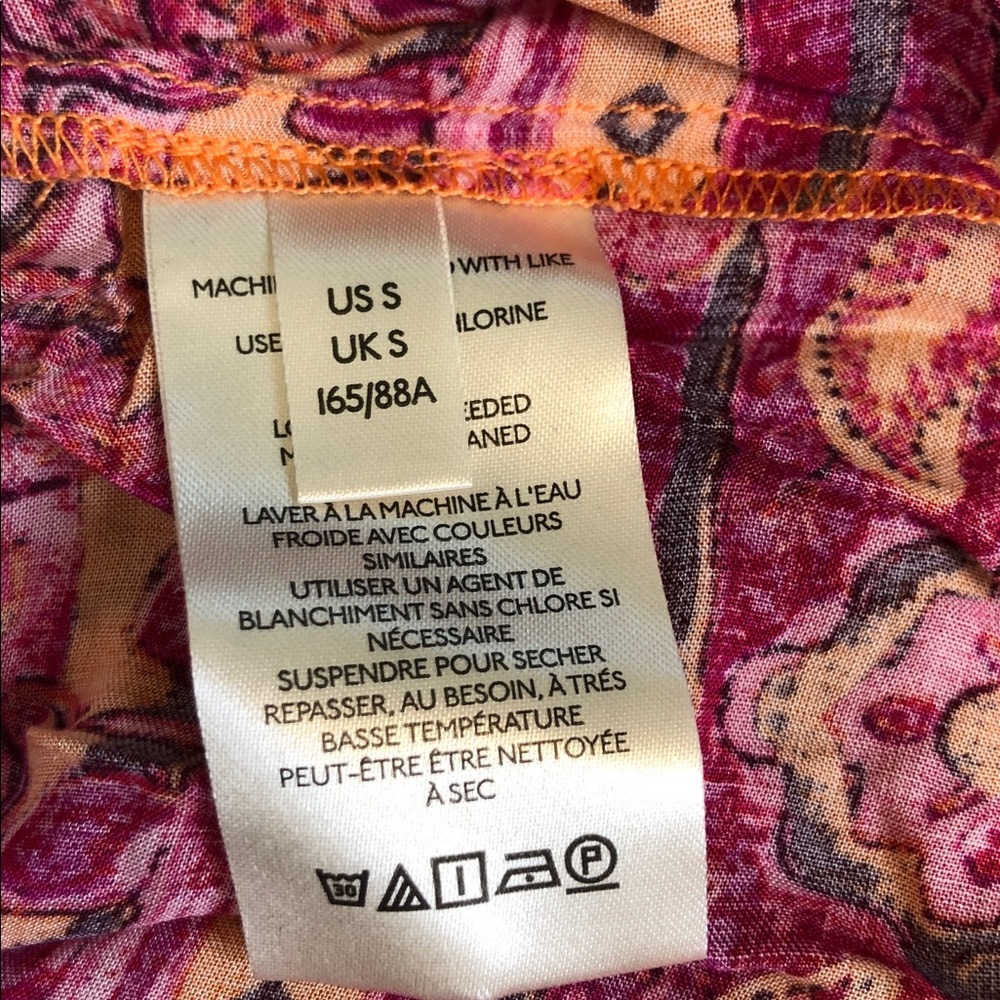 FREE PEOPLE  Happy Feeling Maxi Vibrant Pink & Orange Long Sleeve Dress Size S - Picture 14 of 16